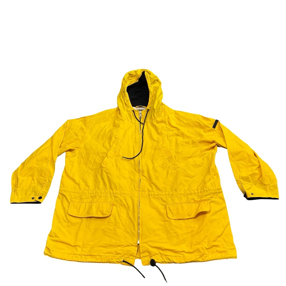 Ralph Lauren RL 2000 Vintage Yellow Hooded Windbreaker Jacket Mens Large Cotton